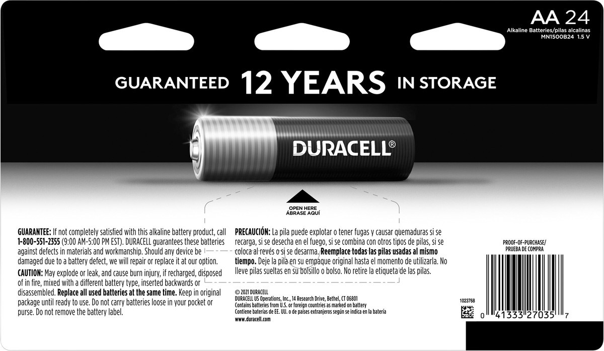 slide 5 of 6, Duracell CopperTop AA Alkaline Batteries, 24 ct