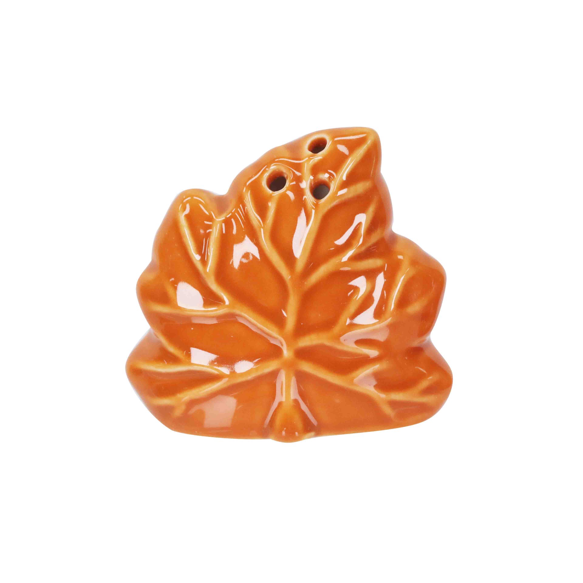 slide 3 of 3, Mini Red & Orange Maple Leaf Ceramic Salt & Pepper Shaker Set By Ashland, 2.25 in