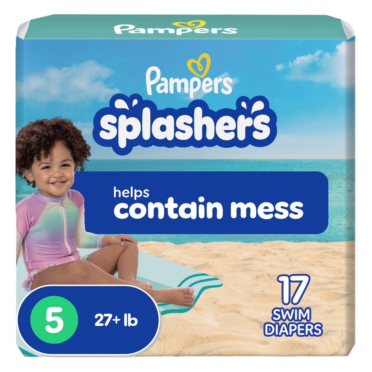 slide 1 of 6, Pampers Splashers Swim Diapers, Size 5+, 17 Count, 17 ct