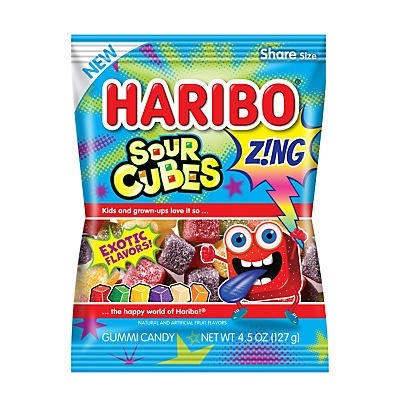 slide 1 of 1, Haribo Sour Cubes, 4.5 oz