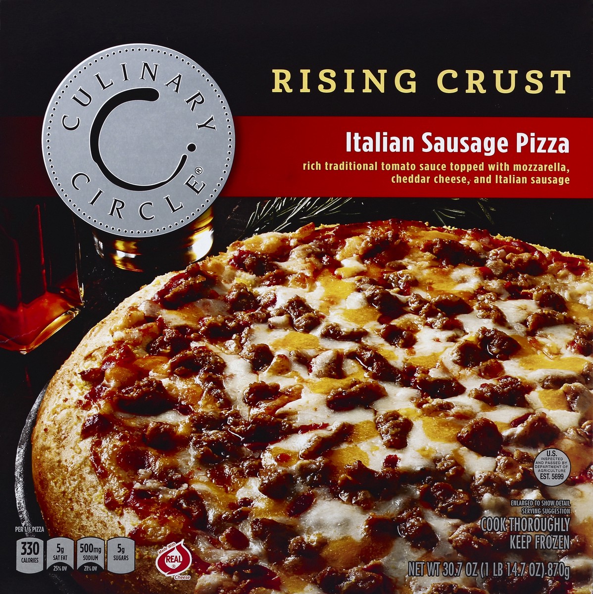 slide 3 of 6, Culinary Circle Pizza, Rising Crust, Italian Sausage, 30.7 Ounce, 30.7 oz