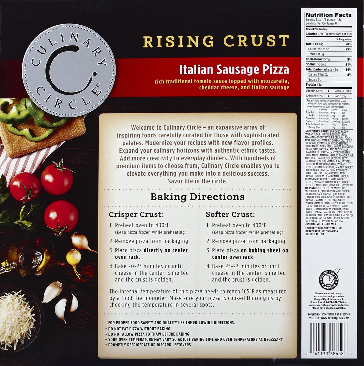 slide 6 of 6, Culinary Circle Pizza, Rising Crust, Italian Sausage, 30.7 Ounce, 30.7 oz