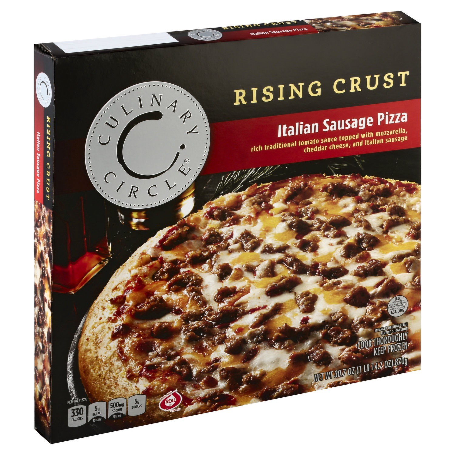 slide 1 of 6, Culinary Circle Pizza, Rising Crust, Italian Sausage, 30.7 Ounce, 30.7 oz