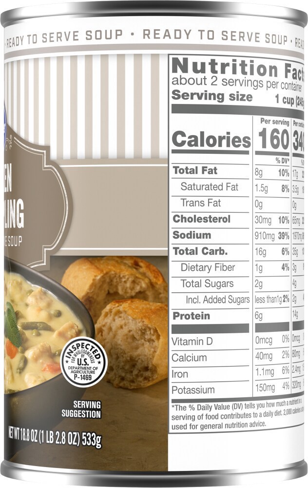 slide 2 of 4, Kroger Ready To Serve Chicken And Dumpling Soup, 18.8 oz