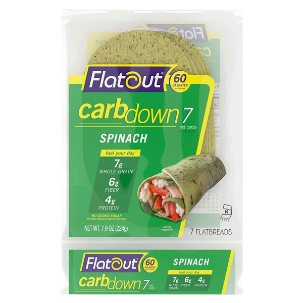 slide 1 of 1, Flatout Carbdown7 Spinach Flatbreads, 7.9 oz