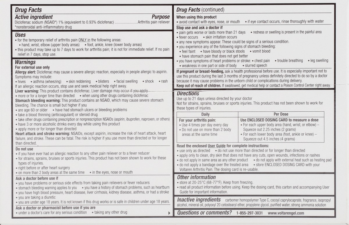 slide 8 of 10, Voltaren NEW Easy Open Cap - Voltaren Arthritis Pain Gel for Powerful Topical Arthritis Pain Relief - 100 g x 2, 2 ct