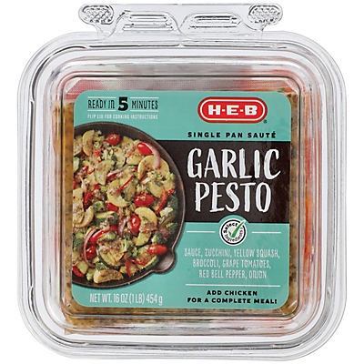 slide 1 of 1, H-E-B Garlic Pesto Skillet Saute, 16 oz