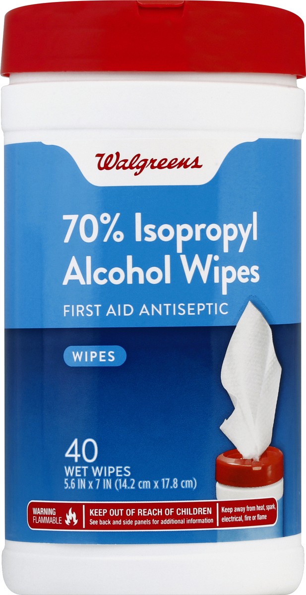 slide 2 of 2, Walgreens 70% Isopropyl Alcohol Wipes, 40 ct