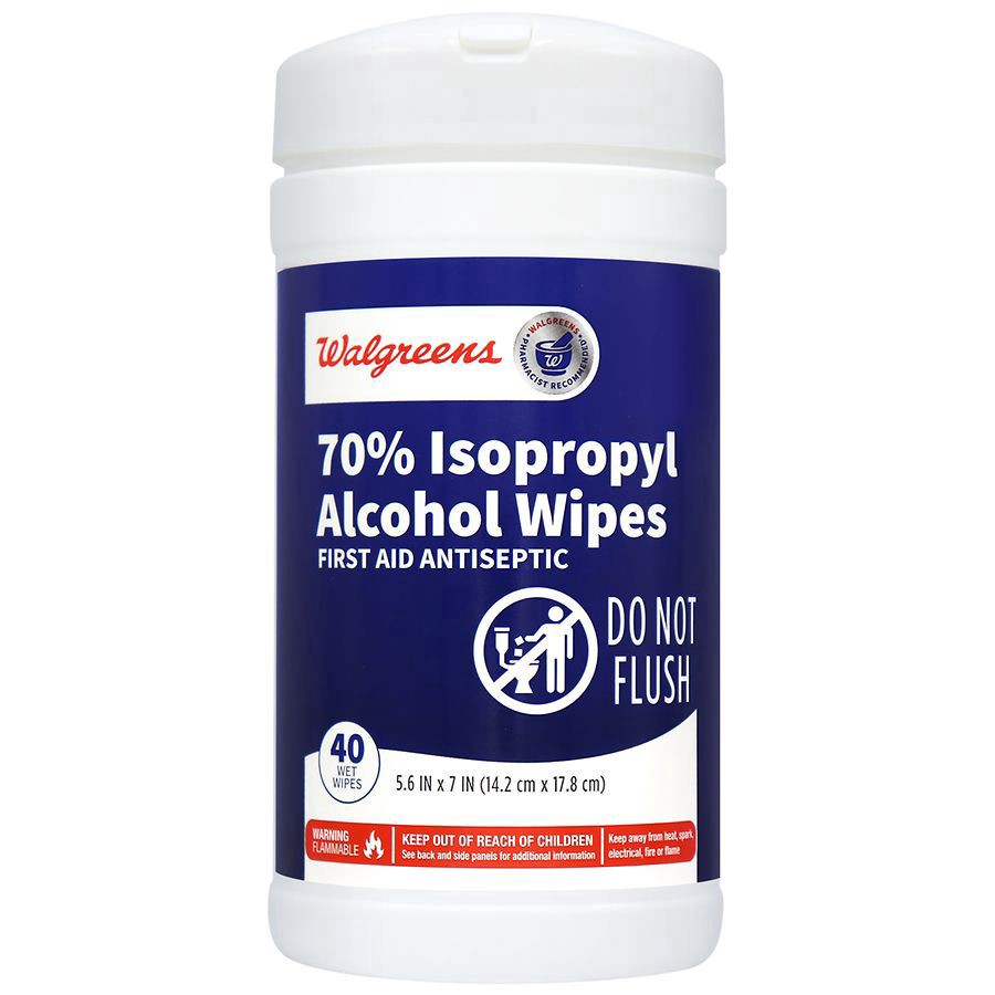 slide 1 of 2, Walgreens 70% Isopropyl Alcohol Wipes, 40 ct