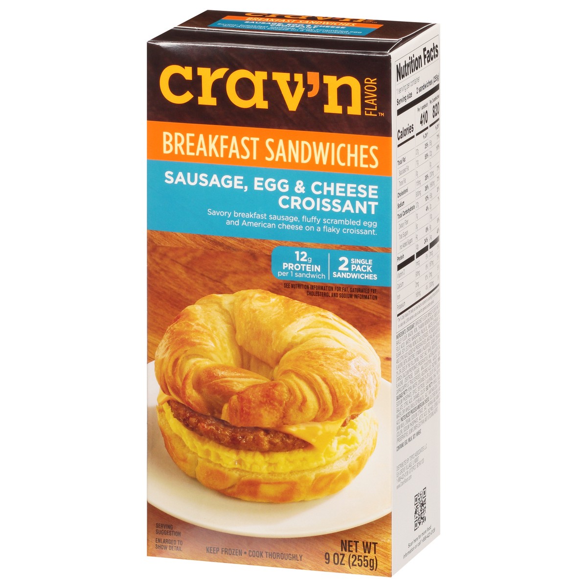 slide 15 of 19, Crav'n Flavor Sausage, Egg & Cheese Croissant Breakfast Sandwiches Single Pack 2 ea, 2 ct