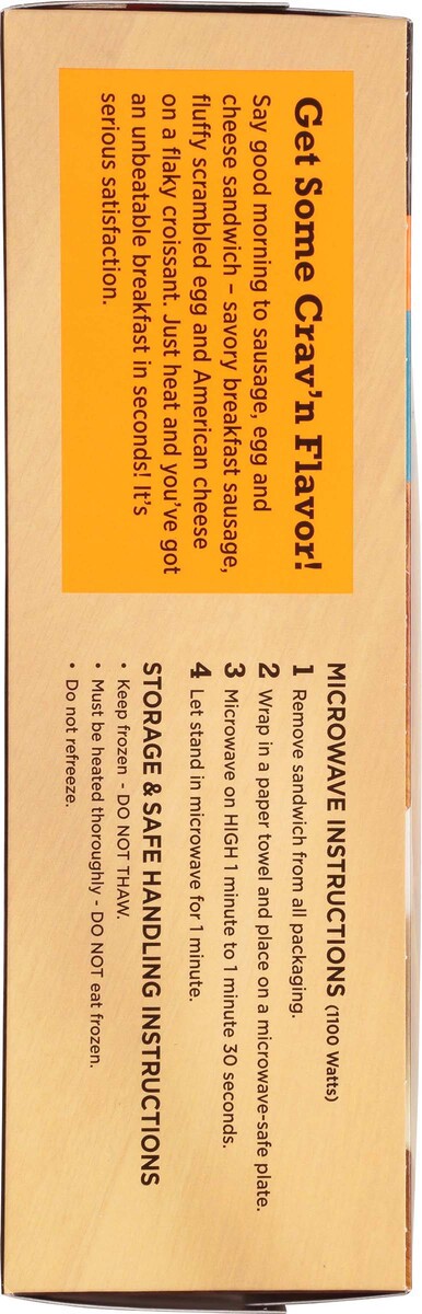 slide 6 of 19, Crav'n Flavor Sausage, Egg & Cheese Croissant Breakfast Sandwiches Single Pack 2 ea, 2 ct