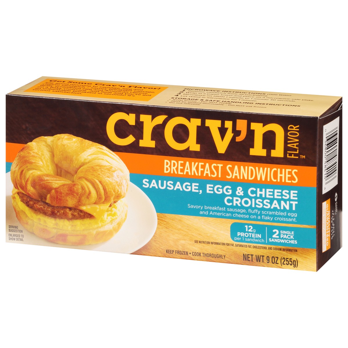 slide 7 of 19, Crav'n Flavor Sausage, Egg & Cheese Croissant Breakfast Sandwiches Single Pack 2 ea, 2 ct