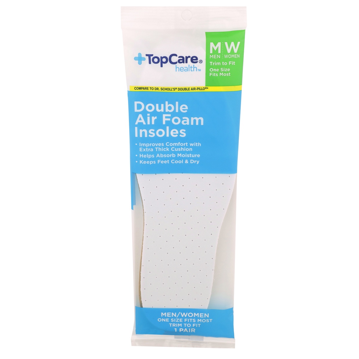 slide 1 of 1, TopCare Top Care Air Foam Insoles - Double Thick For Men & Women, 1 ct