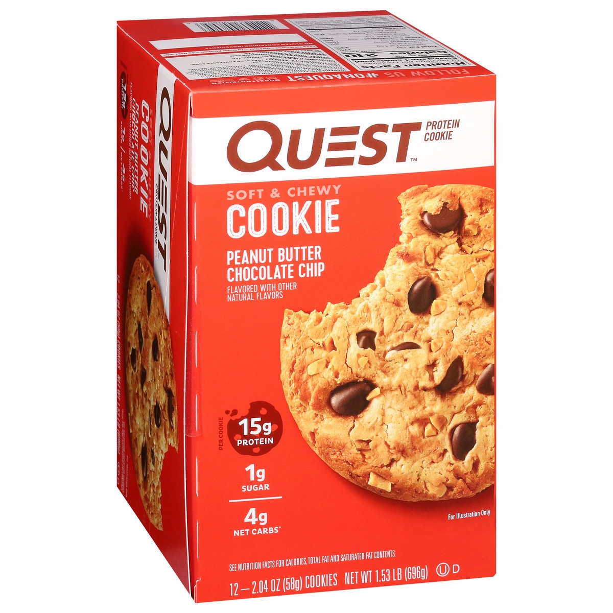 slide 3 of 13, Quest Soft & Chewy Peanut Butter Chocolate Chip Protein Cookie 12 - 2.04 oz, 12 ct