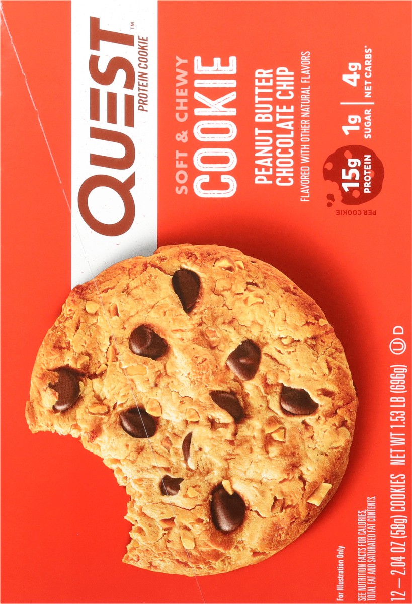 slide 12 of 13, Quest Soft & Chewy Peanut Butter Chocolate Chip Protein Cookie 12 - 2.04 oz, 12 ct