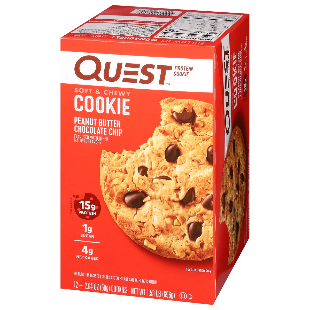 slide 4 of 13, Quest Soft & Chewy Peanut Butter Chocolate Chip Protein Cookie 12 - 2.04 oz, 12 ct
