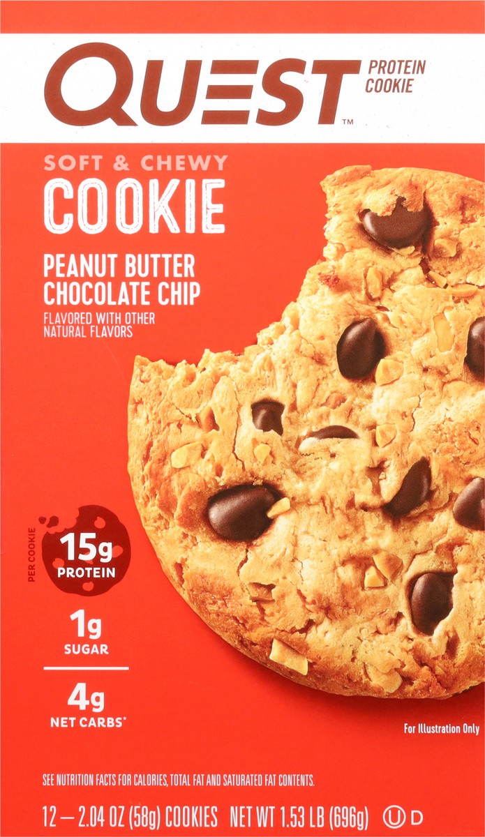 slide 11 of 13, Quest Soft & Chewy Peanut Butter Chocolate Chip Protein Cookie 12 - 2.04 oz, 12 ct