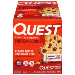 Quest Soft & Chewy Peanut Butter Chocolate Chip Protein Cookies - 12 ct