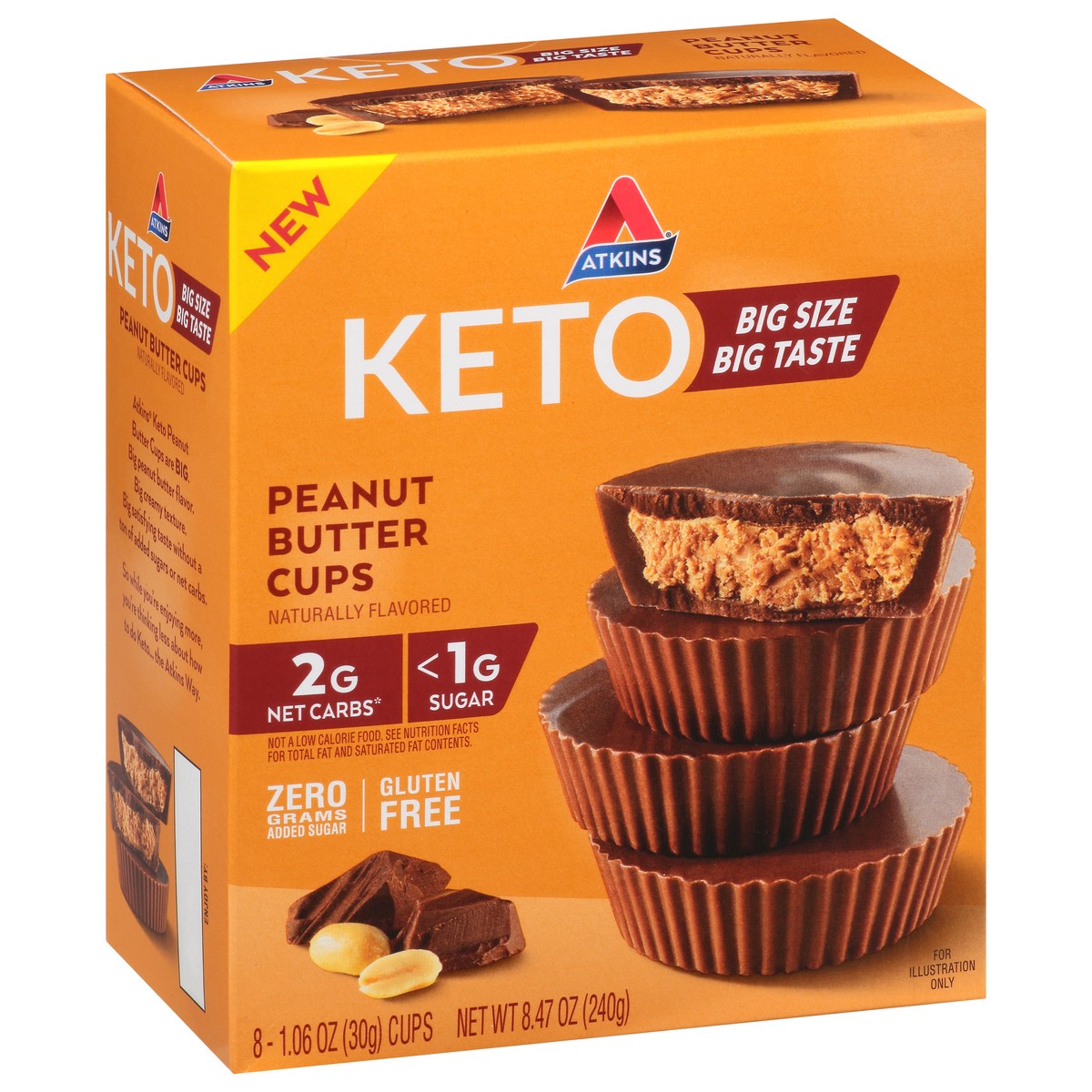 slide 6 of 9, Atkins Keto Peanut Butter Cups, 8 ct