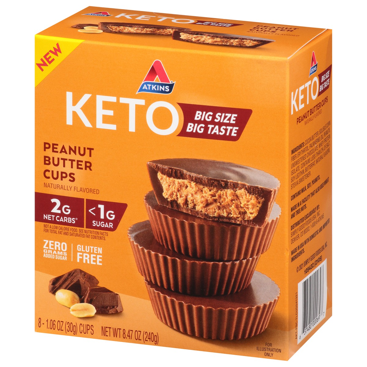 slide 5 of 9, Atkins Keto Peanut Butter Cups, 8 ct