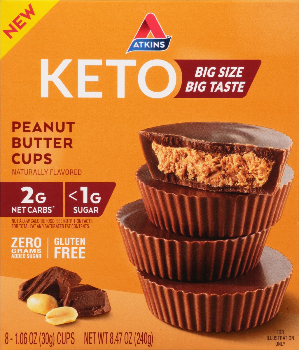 slide 3 of 9, Atkins Keto Peanut Butter Cups, 8 ct