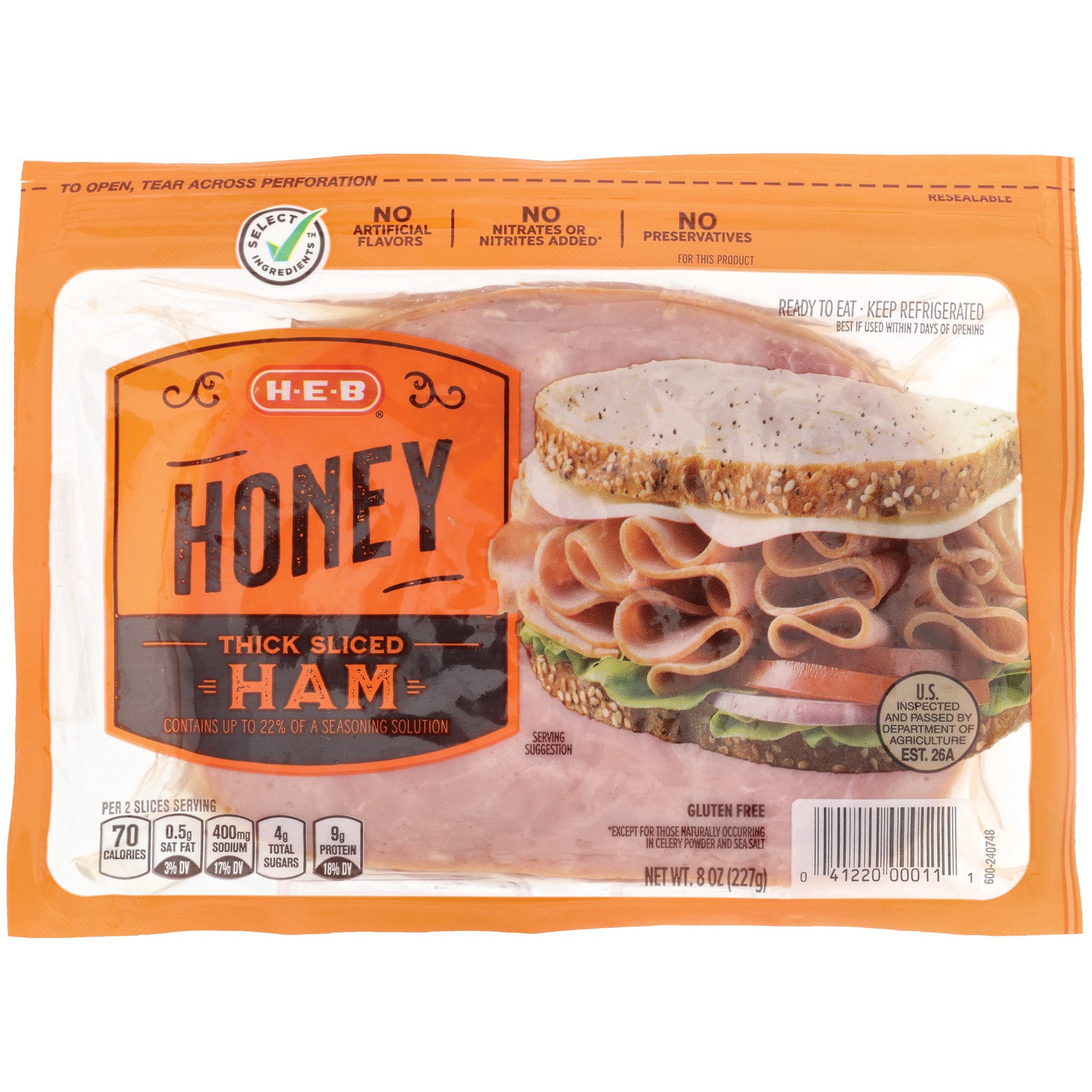 slide 1 of 1, H-E-B Honey Ham, 8 oz