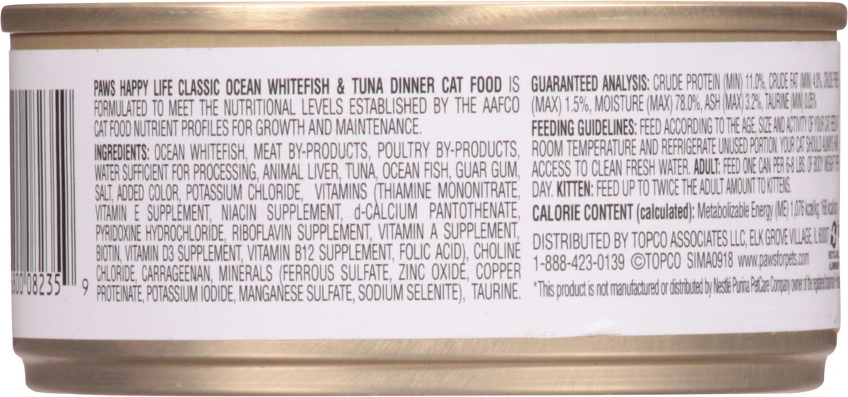 slide 7 of 9, Paws Happy Life Classic Ocean Whitefish & Tuna Dinner Cat Food 5.5 oz, 5.5 oz