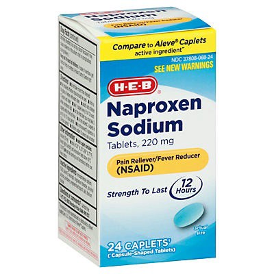 slide 1 of 1, H-E-B All Day Pain Relief Naproxen 220 Mg Caplets, 24 ct