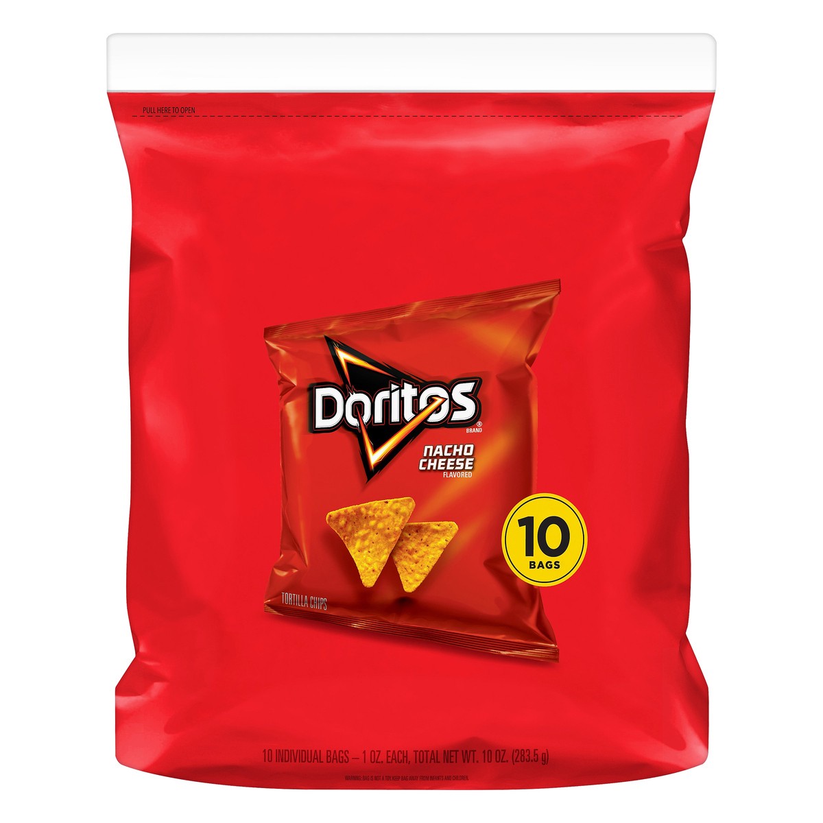 slide 4 of 6, Doritos Nacho Cheese Flavored Tortilla Chips 10 ea, 10 ct; 1 oz