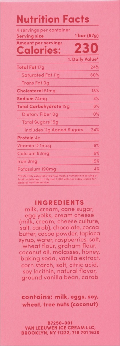 slide 7 of 9, Van Leeuwen Artisan Ice cream Raspberry Cheesecake Icrm Bar, 9.2 fl oz