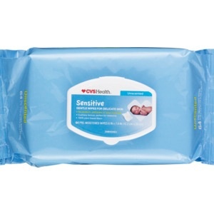 slide 1 of 1, CVS Health Sensitive Gentle Wipes Solo Softpak, 64 ct