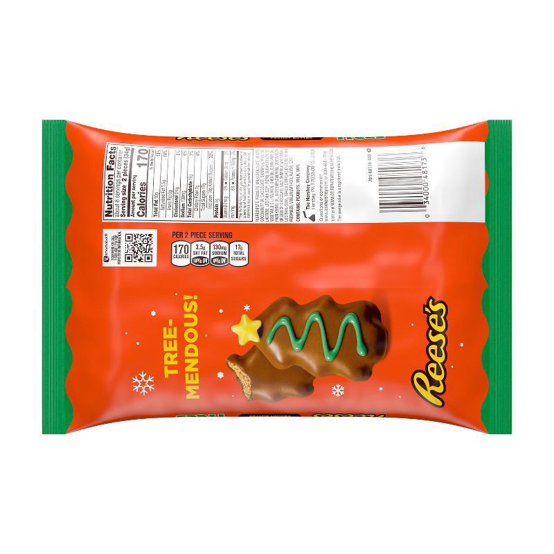 slide 4 of 6, Reese's Milk Chocolate Snack Size Peanut Butter Trees, Christmas Candy Bag, 9.6 oz, 9.6 oz