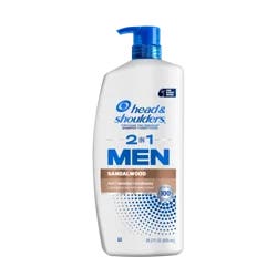 Head & Shoulders Mens 2 In 1 Dandruff Shampoo And Conditioner, Anti-Dandruff Treatment, Sandalwood For Daily Use, Paraben Free, 28.2 Oz