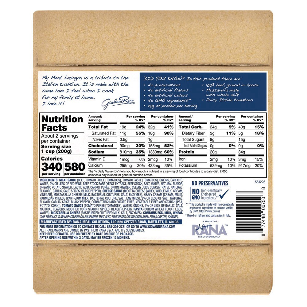 slide 13 of 15, Rana Meat Lasagna Single Serve, 12 oz