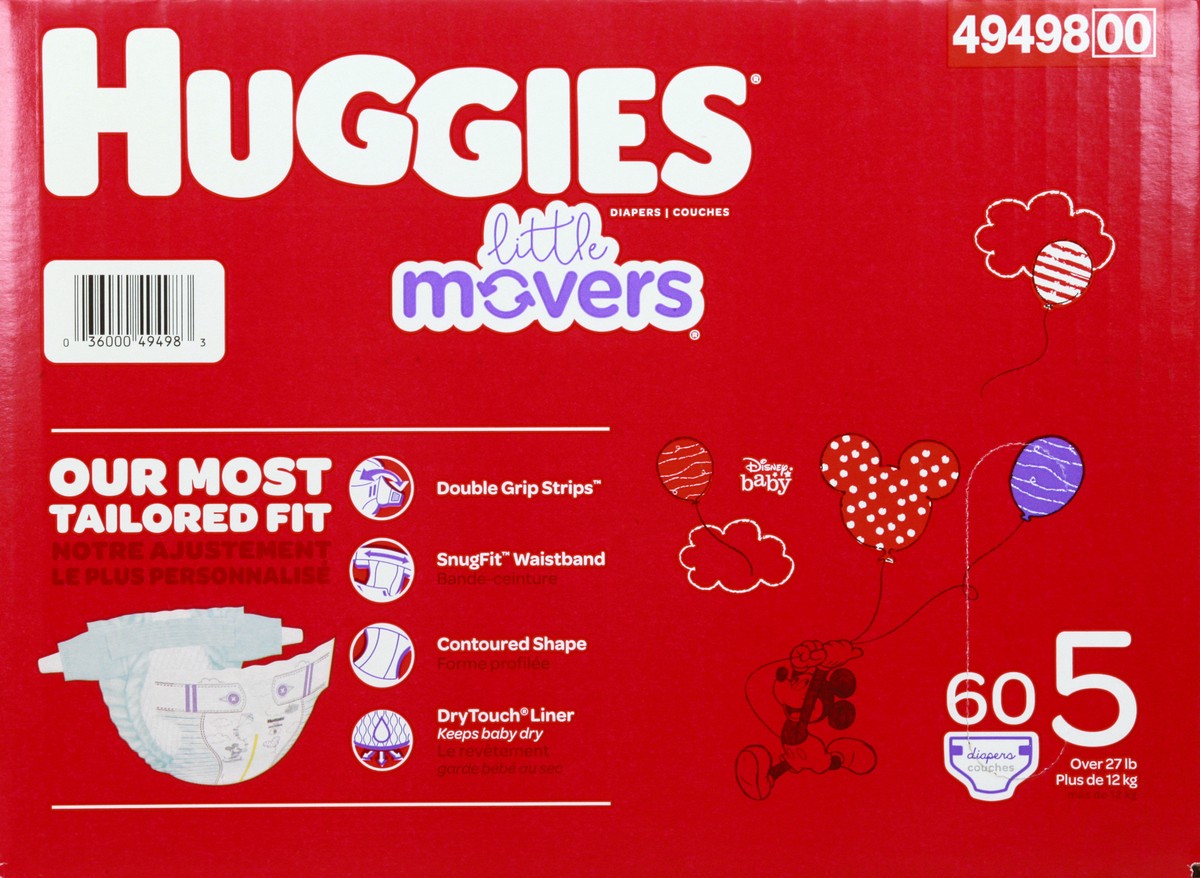 slide 5 of 9, Huggies Little Movers Diapers - Size 5, 60 ct