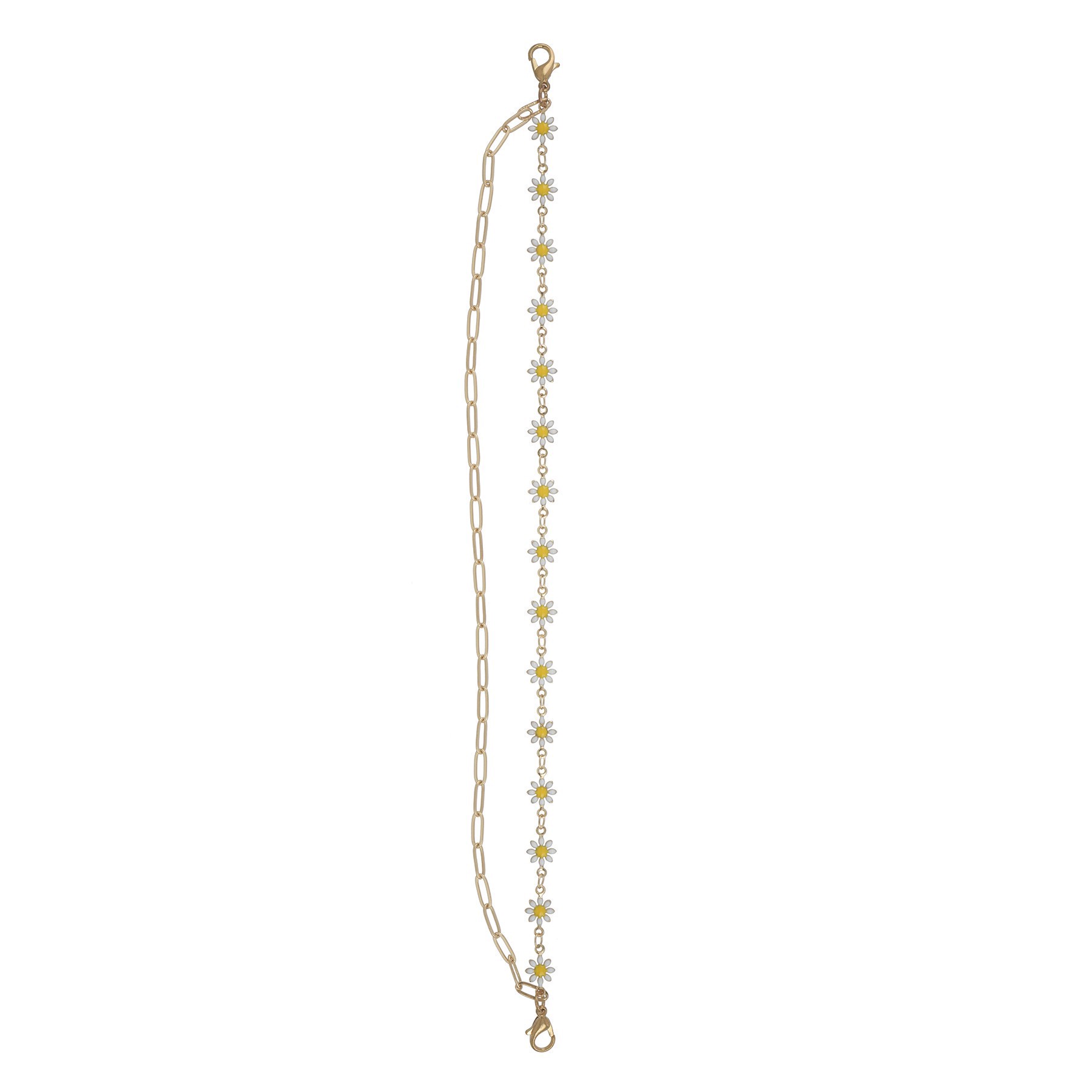 slide 2 of 2, 9.5" Gold Paper Clip & White Daisy Trucker Hat Chain By Make Market, 9.4 in