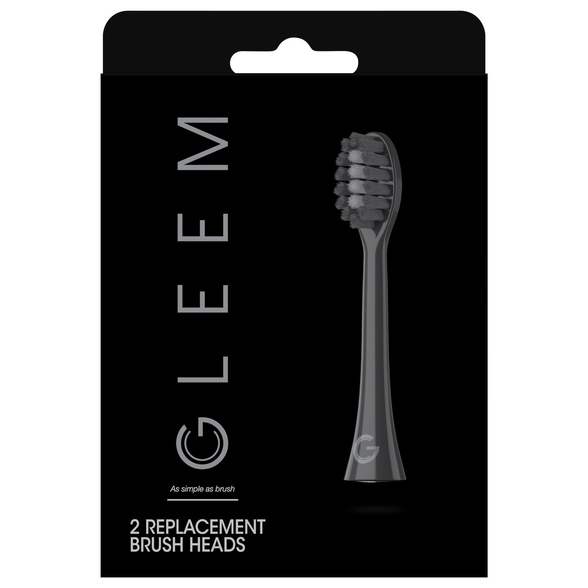 slide 1 of 29, GLEEM Toothbrush Refill Head, 2 count, Black, 2 ct