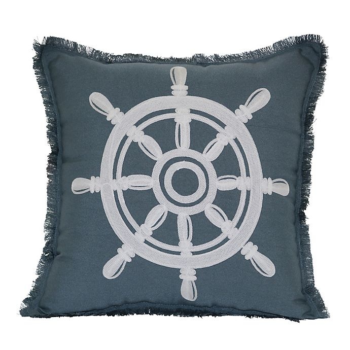 slide 1 of 1, Destination Summer Captain's Wheel Ship Square Indoor/Outdoor Throw Pillow - Grey, 1 ct