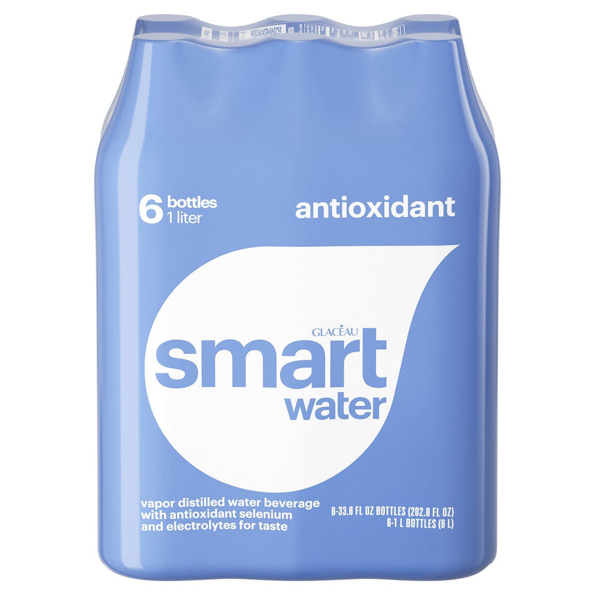 slide 1 of 5, Smartwater Antioxidant Water, Premium Vapor Distilled Enhanced Water Bottles, 33.8 Fl Oz, 6 Pack, 6 ct; 33.8 fl oz