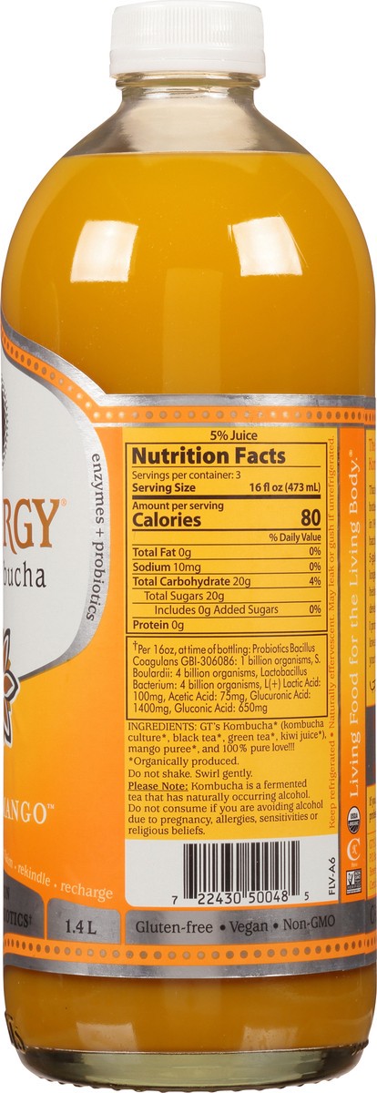 slide 5 of 12, GT's Raw Mystic Mango Kombucha - 48 fl oz, 48 fl oz