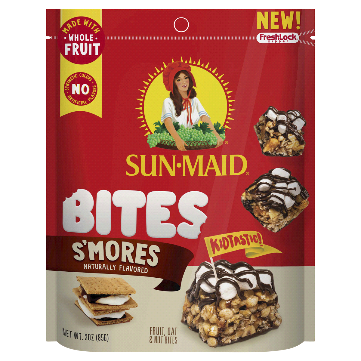 slide 1 of 1, Sun-Maid Bites S'mores Fruit, Oat & Nut Bites, 3 oz