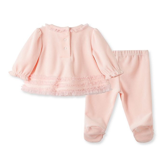 slide 2 of 2, Little Me Newborn Rosette Velour Tunic and Footie Pants Set - Pink, 2 ct