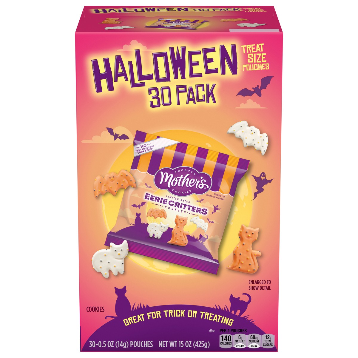 slide 1 of 13, Mother's Mother''s 06937 PC0693722 F0693722 Cats & Bats Treat Size CTN Halloween 30ct 2021-211-4_402434_Seasonal_Fudge Stripe, 30 ct