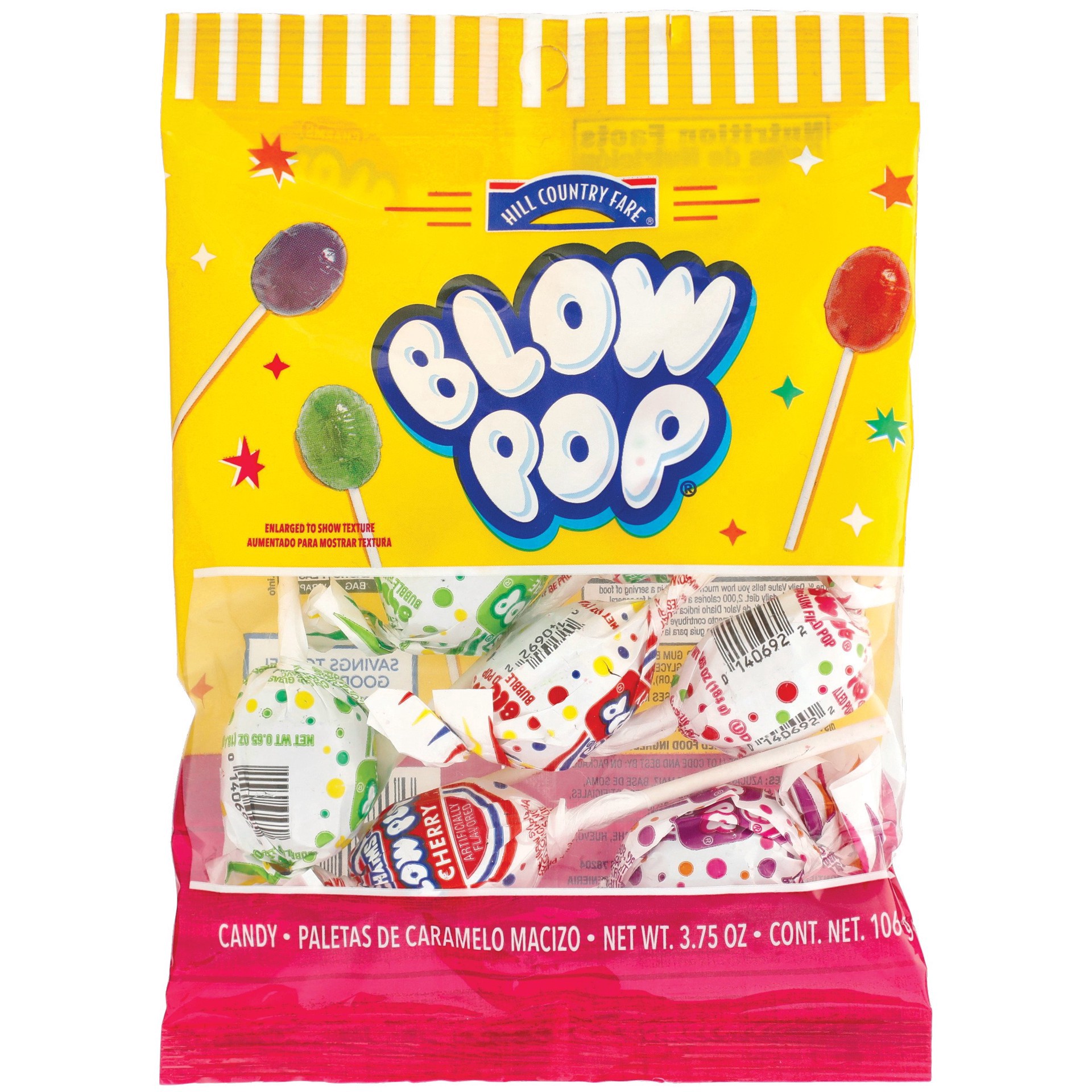 slide 1 of 1, Hill Country Fare Blow Pop Assorted Lollipops, 3.75 oz
