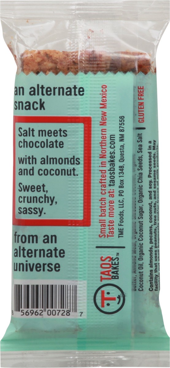 slide 3 of 9, Taos Bakes Dark Chocolate Almond + Sea Salt Bar 1.8 oz, 1.8 oz