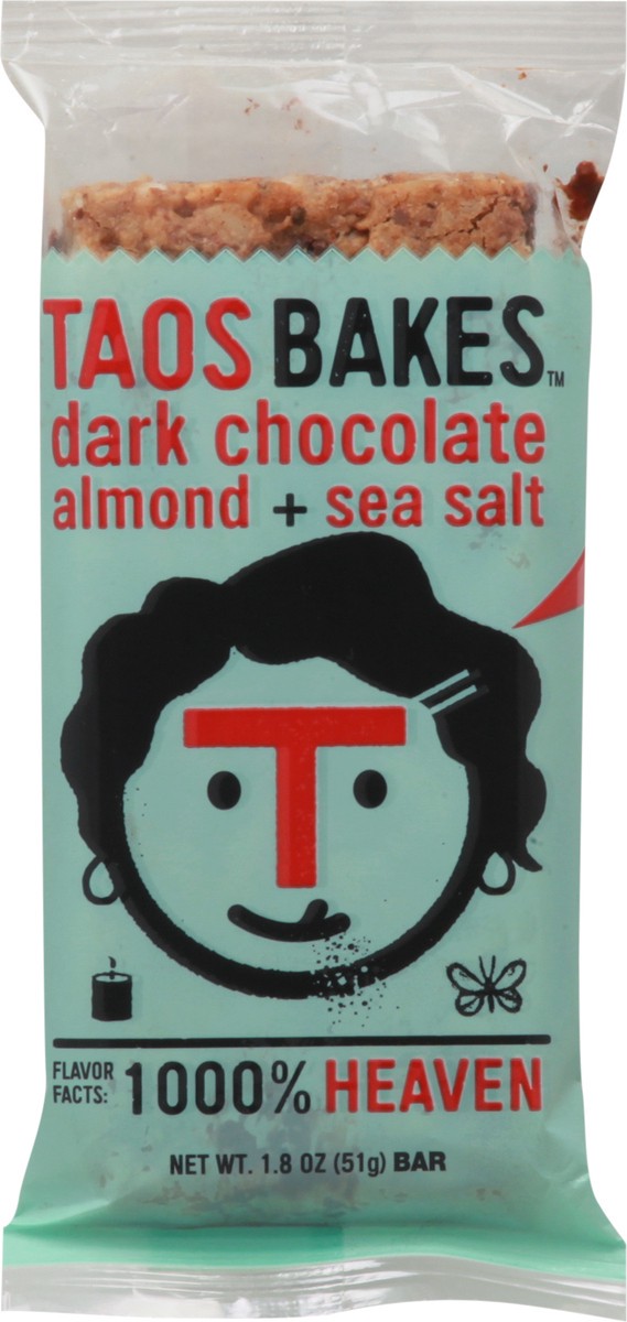 slide 7 of 9, Taos Bakes Dark Chocolate Almond + Sea Salt Bar 1.8 oz, 1.8 oz