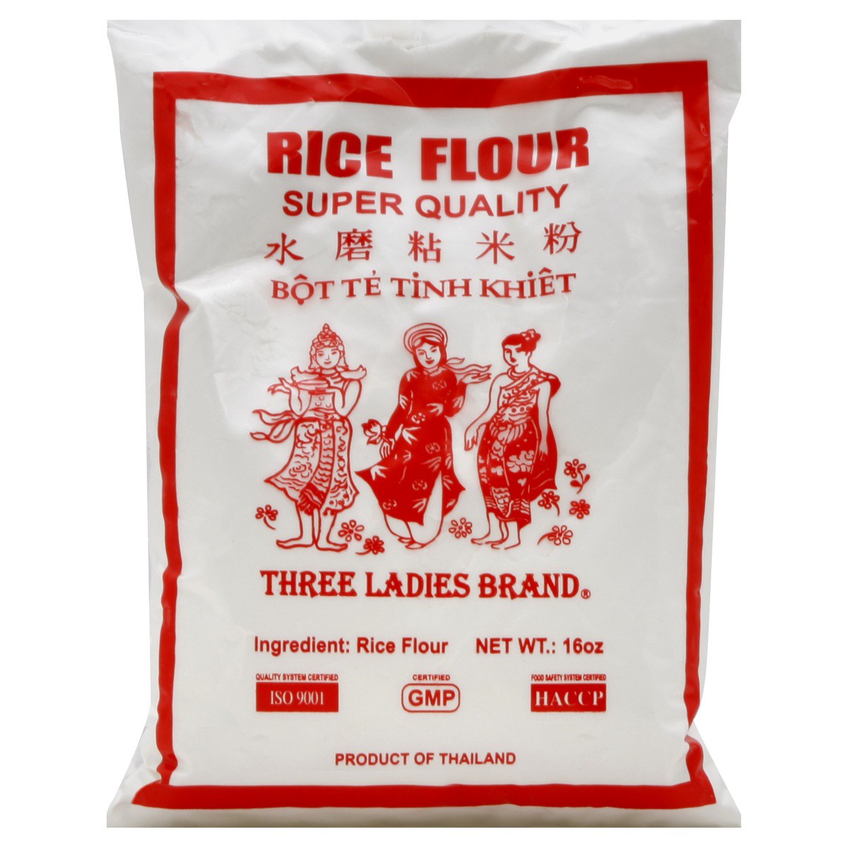 slide 1 of 5, Three Ladies Rice Flour, 16 oz