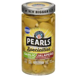 Pearls Specialties Double Hand-Stuffed Garlic/Jalapeno Olives Colossal 10 oz