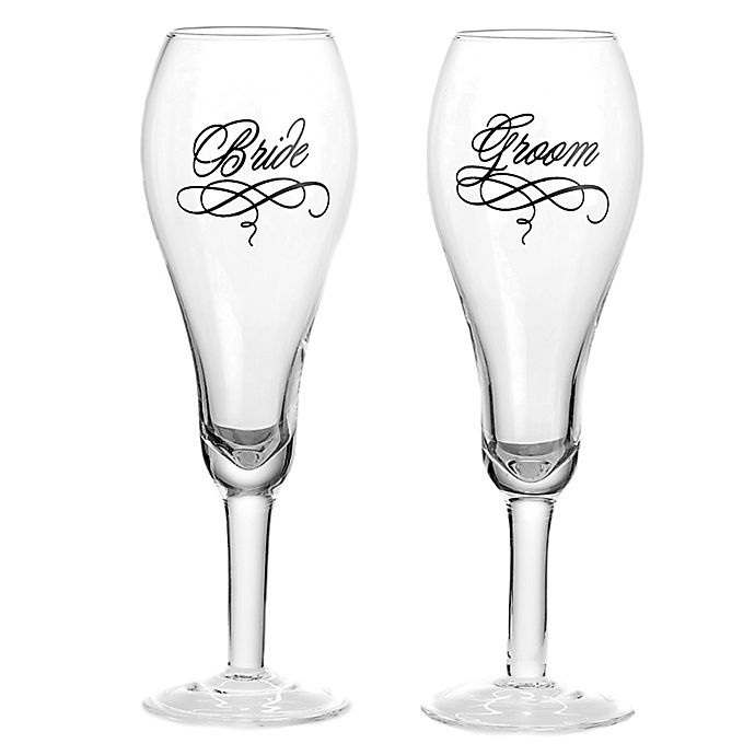 slide 1 of 1, Lillian Rose Bride and Groom Toasting Flutes, 1 ct