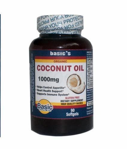 slide 1 of 1, Basic Organic Coconut Oil Softgels 1000Mg, 90 ct